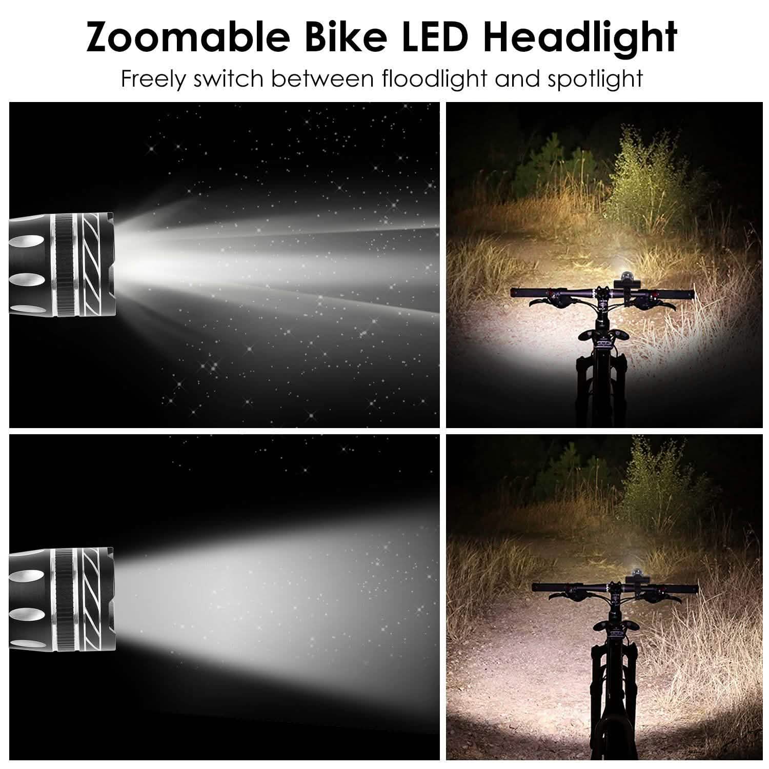 Bike Headlight USB Rechargeable with Bracket Outdoor Recreation - Tophatter Daily Deals