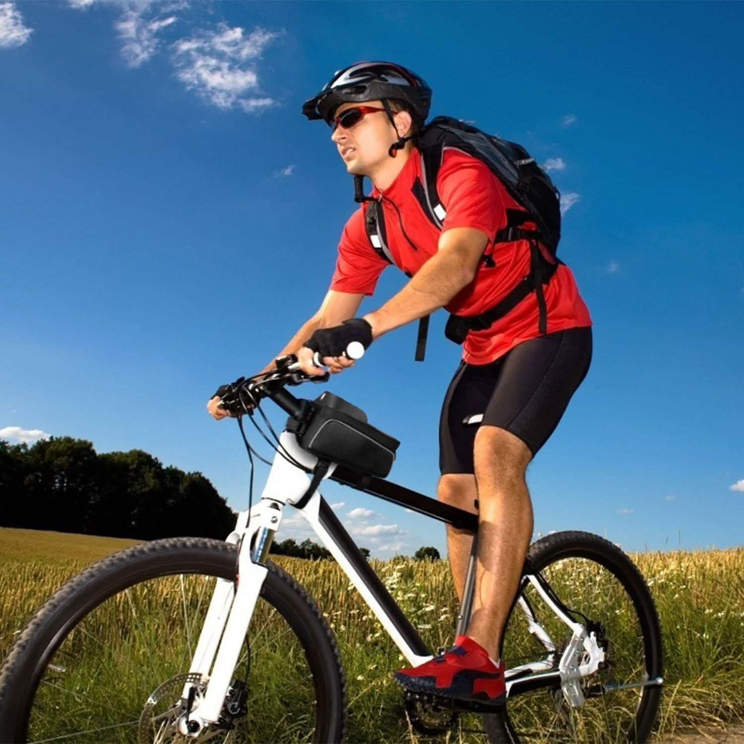 Bike Phone Front Frame Bag with Touch Screen Sun-Visor Outdoor Recreation - Tophatter Daily Deals