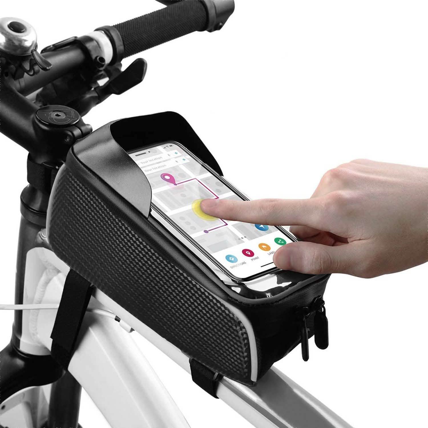 Bike Phone Front Frame Bag with Touch Screen Sun-Visor Outdoor Recreation - Tophatter Daily Deals