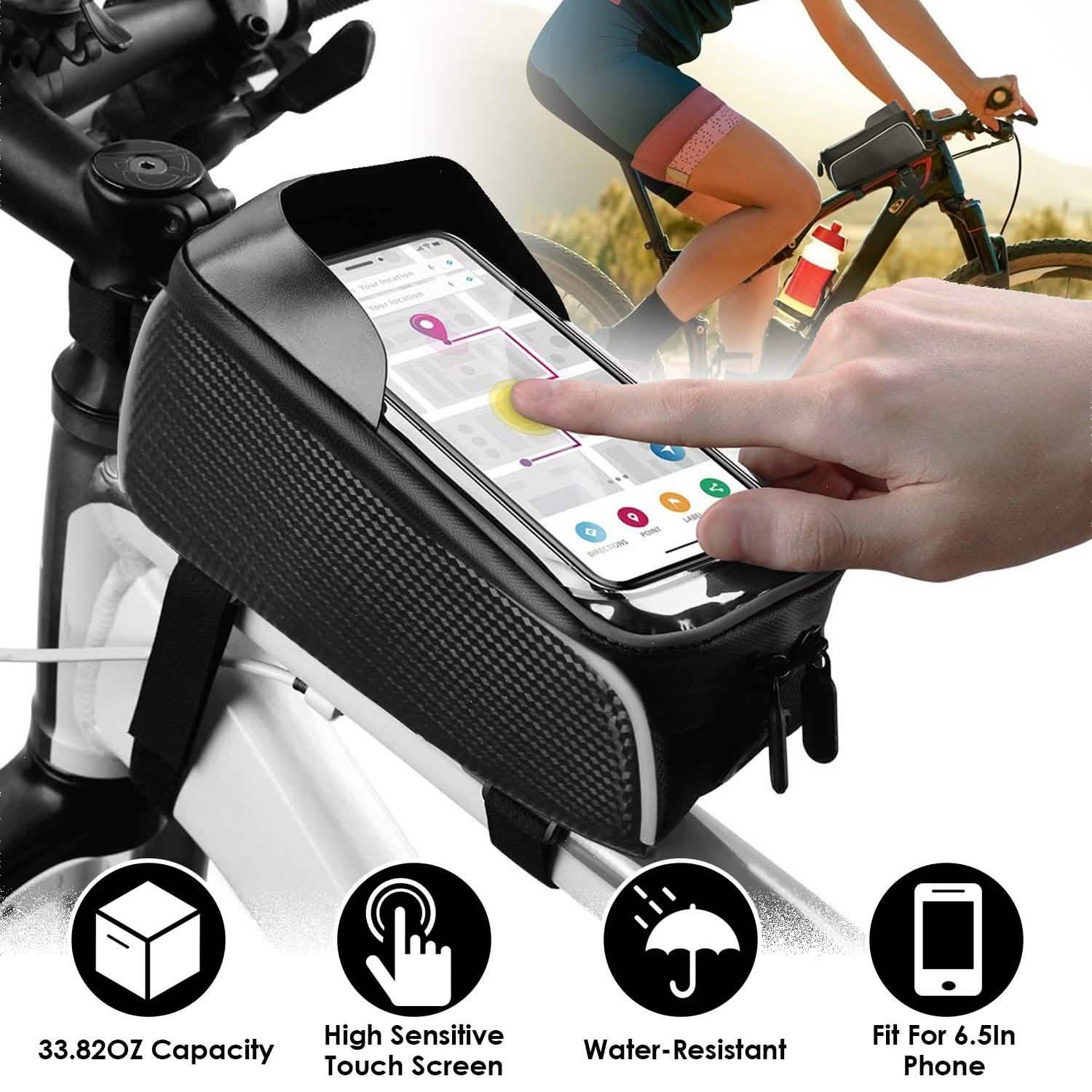Bike Phone Front Frame Bag with Touch Screen Sun-Visor Outdoor Recreation - Tophatter Daily Deals