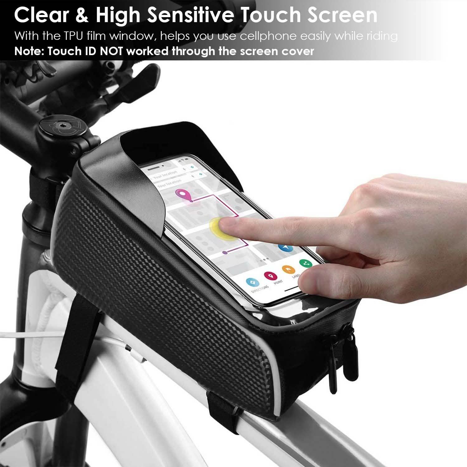 Bike Phone Front Frame Bag with Touch Screen Sun-Visor Outdoor Recreation - Tophatter Daily Deals