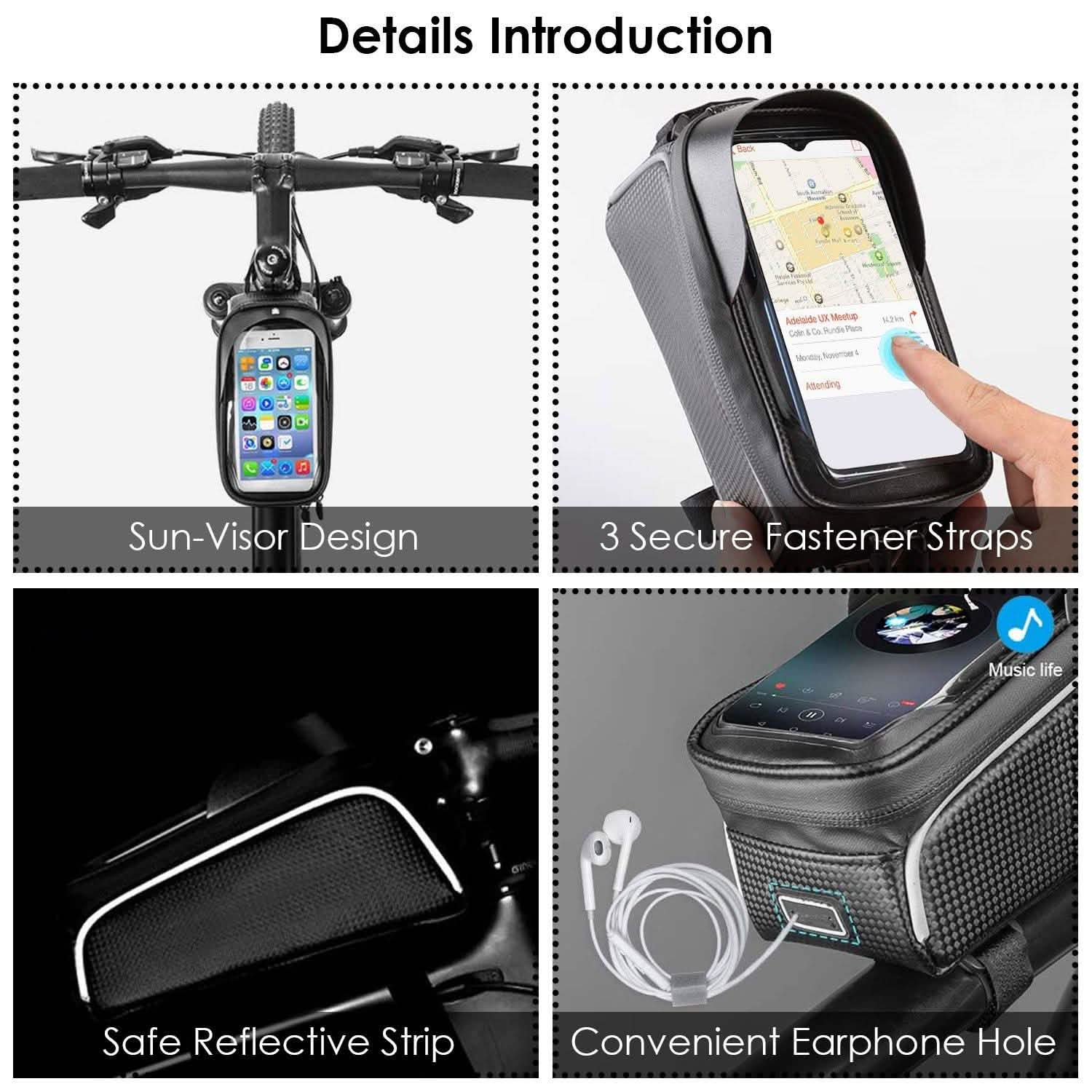 Bike Phone Front Frame Bag with Touch Screen Sun-Visor Outdoor Recreation - Tophatter Daily Deals