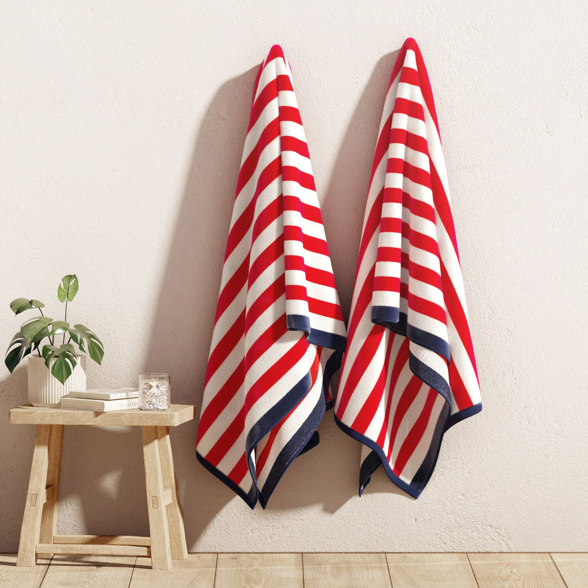 Oversized Striped Border Cabana Beach Towel - Santa Cruz Bath - Tophatter Daily Deals