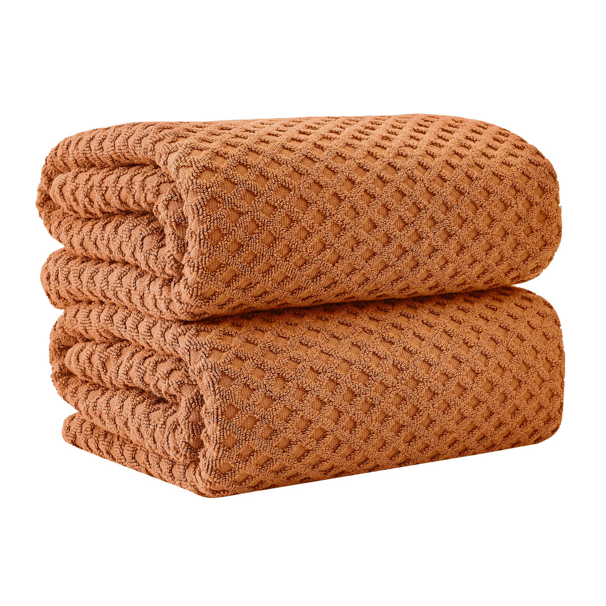 Cotton Diamond Waffle Weave Bath Towel Set - Grayson Collection Bath Sheet (Pack of 2) Copper Bath - Tophatter Daily Deals
