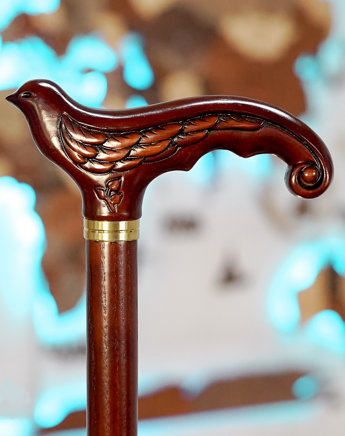 Swallow Under the Tree: Artisan Intricate Hand-Carved Cane Hand Carved Artisan - Tophatter Daily Deals