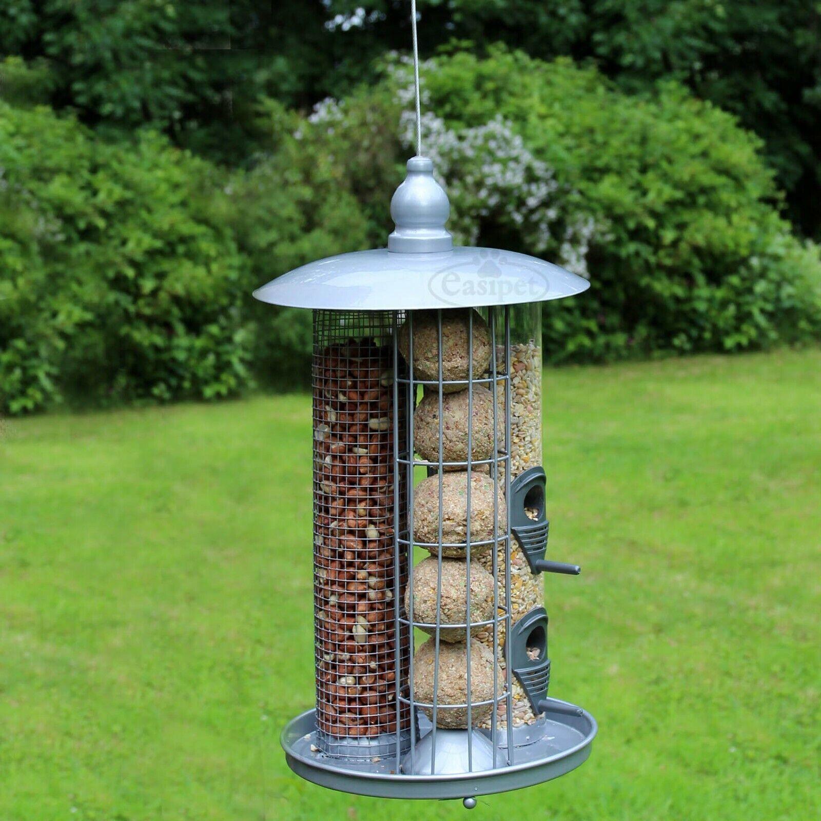 Bird Feeders on Trees - 3-in-1 Seed Nut Fat Ball Garden Feeding Station Hanging Wild Bird Feeder Navy Blue Pet Products - Tophatter Daily Deals