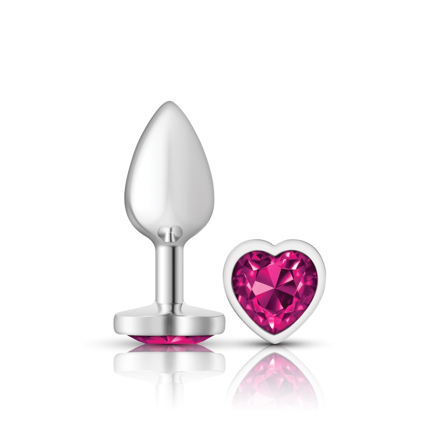 Cheeky Charms Silver Metal Butt Plug with Heart Pink Jewel Small > Anal Range > Jewel Butt Plugs - Tophatter Daily Deals