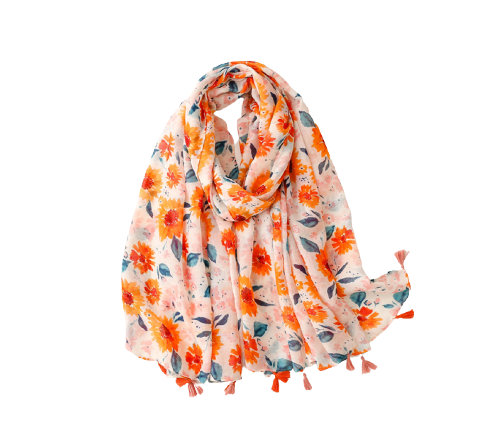 Bright Sunflower Scarf with Tassels Multi Scarves - Tophatter Daily Deals