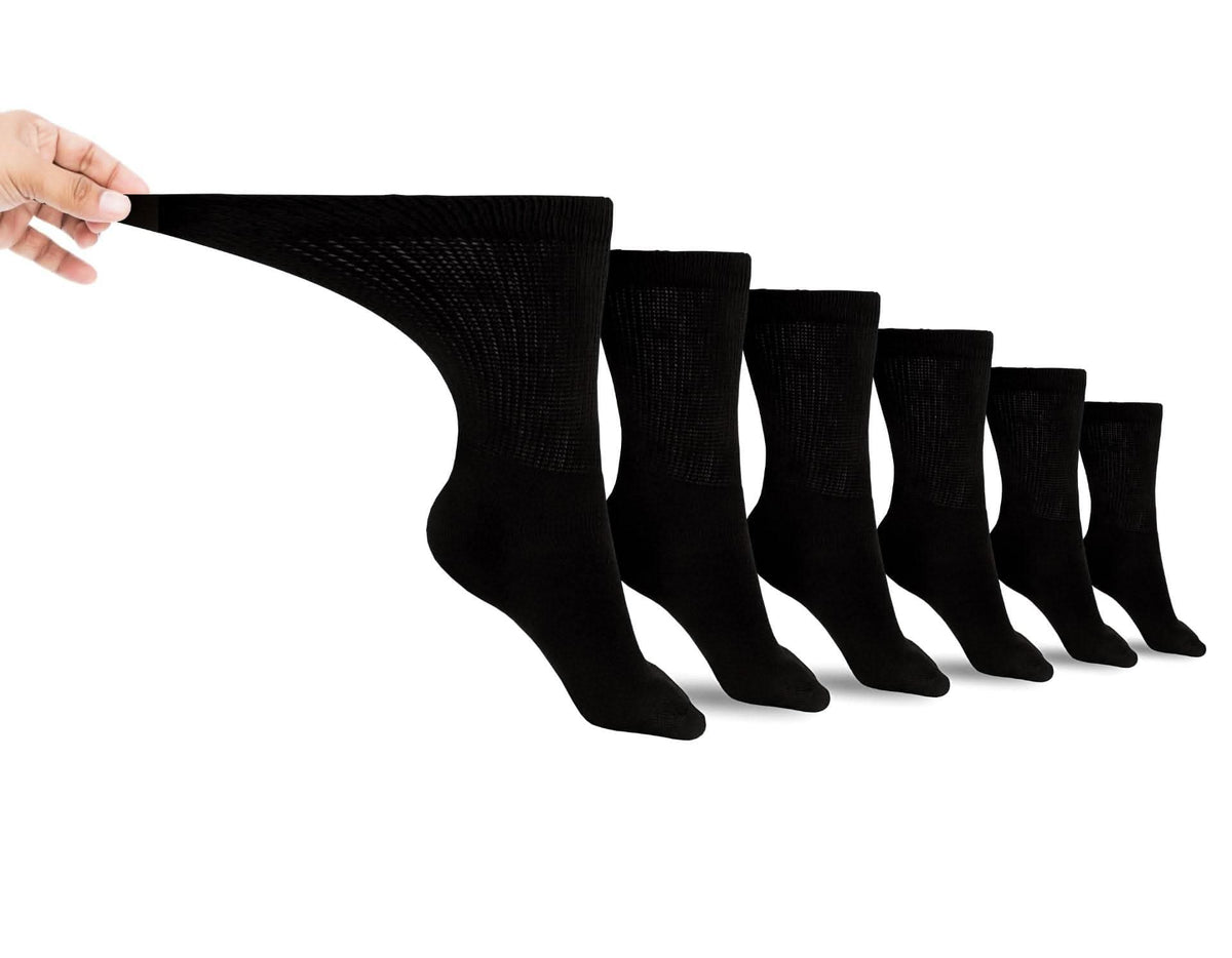 Men's Cotton Diabetic Crew Socks (6 Pair) Black Men's Socks - Tophatter Daily Deals