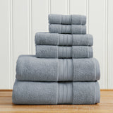 100% Cotton Premium Bath Towel Set - Chiara Collection 6 Piece Set Blue Bath - Tophatter Daily Deals