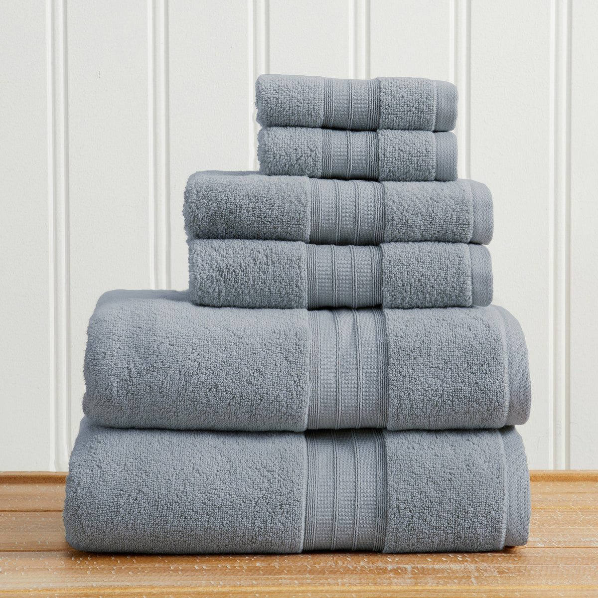 100% Cotton Premium Bath Towel Set - Chiara Collection 6 Piece Set Blue Bath - Tophatter Daily Deals