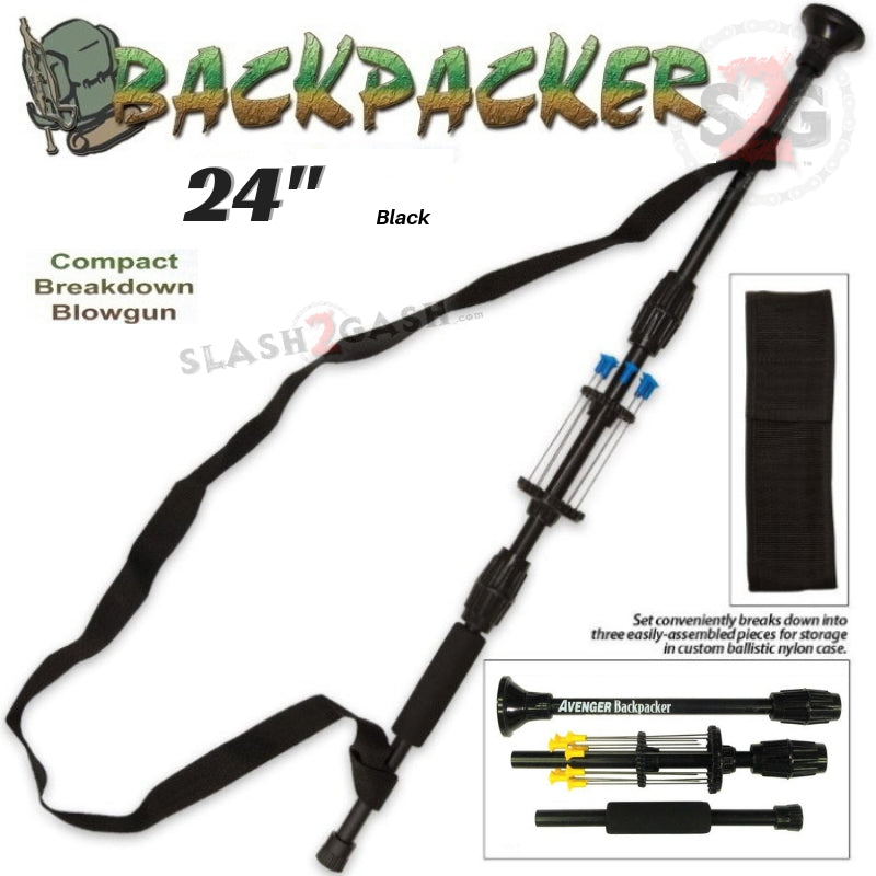 Backpacker 24" Blowgun .40 cal Breakdown w/ Pouch - 3PC Black Blowgun - Tophatter Daily Deals
