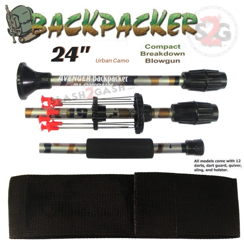 Backpacker 24" Blowgun .40 cal Breakdown w/ Pouch - 3PC Urban Camo Blowgun - Tophatter Daily Deals