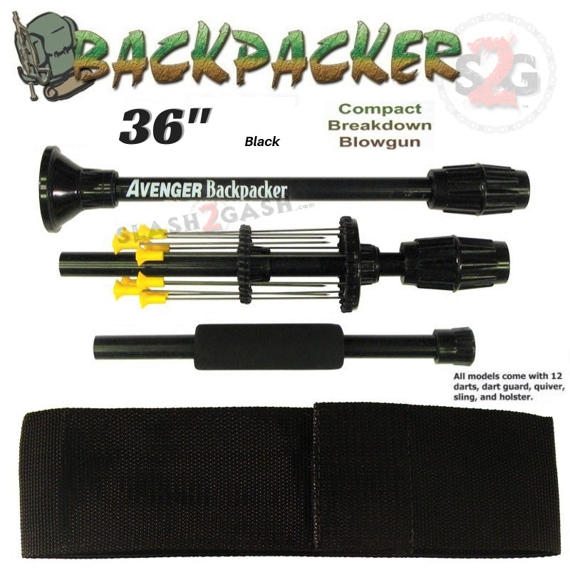 Backpacker 36" Blowgun .40 cal Breakdown w/ Pouch - 3PC Black Blowgun - Tophatter Daily Deals