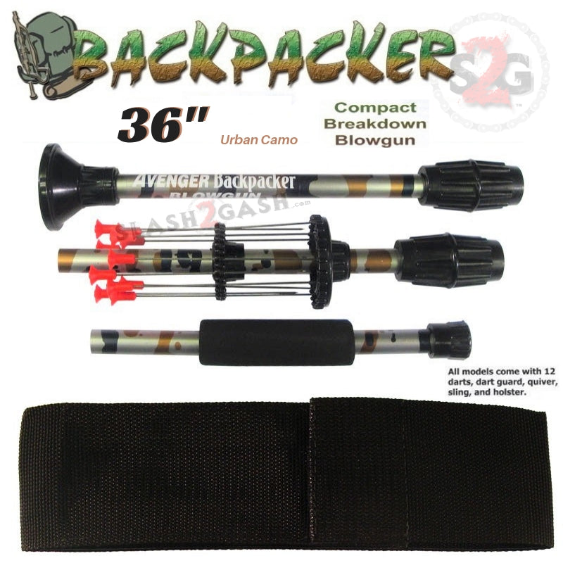 Backpacker 36" Blowgun .40 cal Breakdown w/ Pouch - 3PC Urban Camo Blowgun - Tophatter Daily Deals