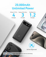 Anker Power Bank (20K, 87W, Built-In USB-C Cable) Batteries & Power Accessories - Tophatter Daily Deals