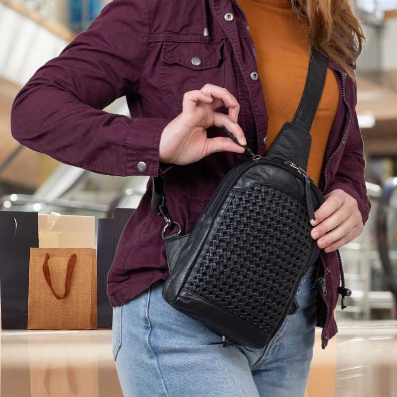 Bristol Leather Concealed Carry Sling Crossbody Backpack Purse Handgun Purses - Tophatter Daily Deals