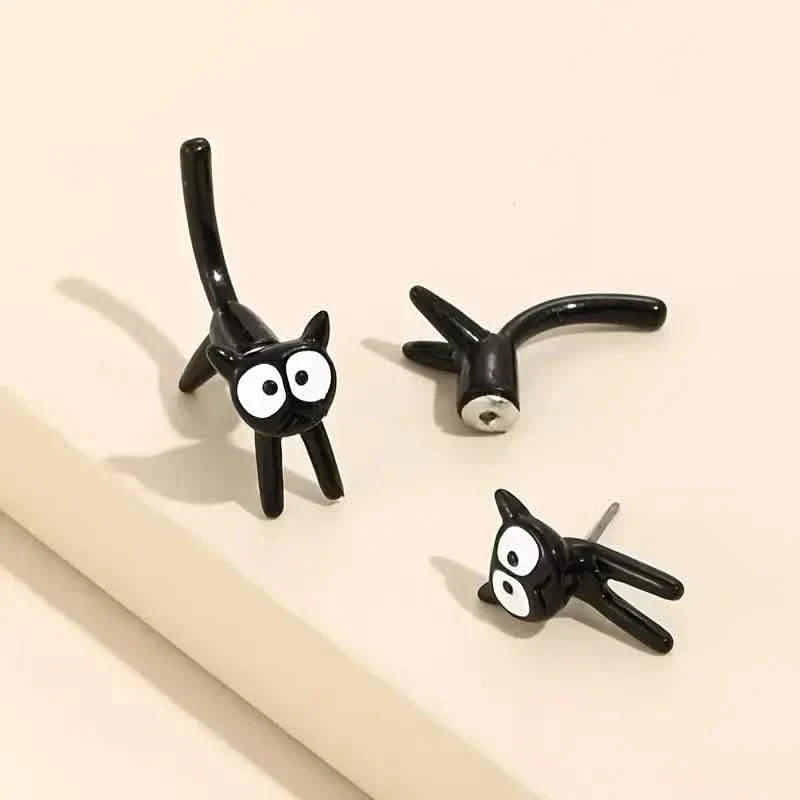 Black Cat Front And Back Stud Earrings For Women Earrings - Tophatter Daily Deals