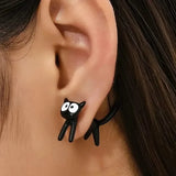 Black Cat Front And Back Stud Earrings For Women Earrings - Tophatter Daily Deals