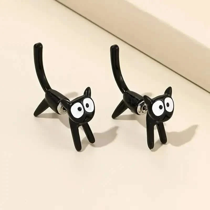 Black Cat Front And Back Stud Earrings For Women Earrings - Tophatter Daily Deals