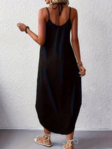 Black Curved Hem Cami Dress Sleeveless Dresses - Tophatter Daily Deals