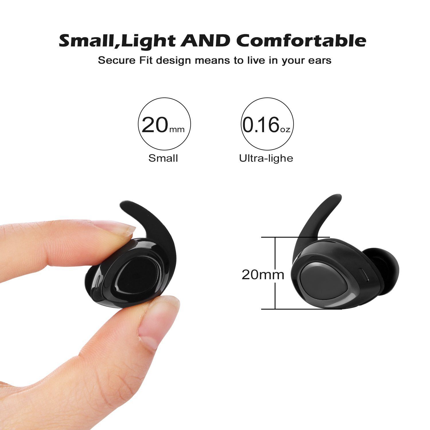 Black Mini Wireless Bluetooth Twins Earbuds Mic True Bass Stereo In-Ear TWS Earphones In-Ear Headphones - Tophatter Daily Deals