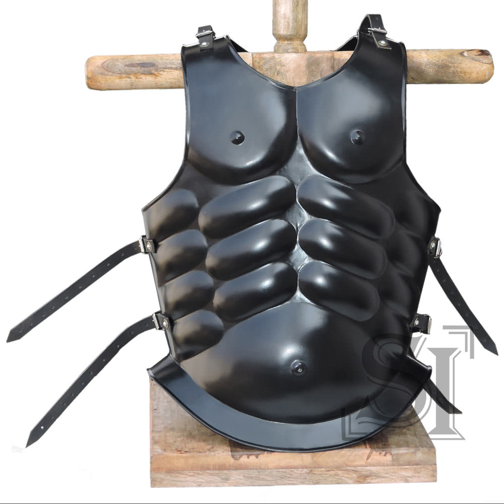 Medieval Roman Greek Muscle Body Armor Black - Tophatter's Guns'N'Weapons Store - FREE SHIPPING Collectible Weapons - Tophatter Daily Deals
