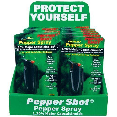 12) Black Pepper Shot Spray with Counter Display Option Add Display Self Defense - Tophatter Daily Deals