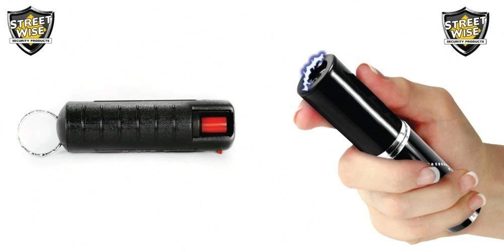 Stun Gun and Pepper Spray Kit Black Perfume Protector Self Defense - Tophatter Daily Deals