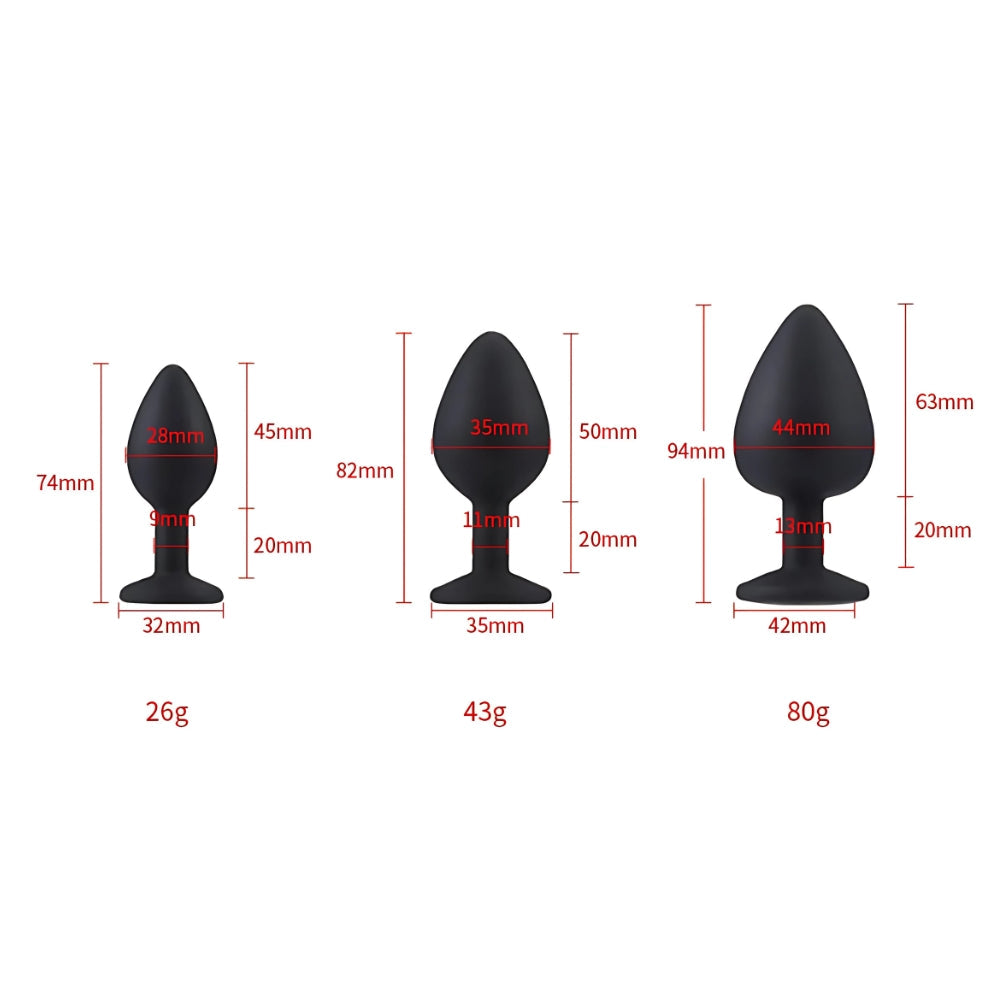 Toosh Silicone Butt Plug Set of 3 Small to Large – Jewelled Base Butt Plug > Anal Range > Butt Plug Kits - Tophatter Daily Deals