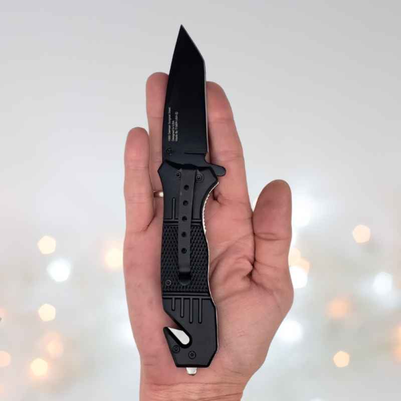 Black Tactical Auto Safety Survival Knife Knives & Knuckles - Tophatter Daily Deals