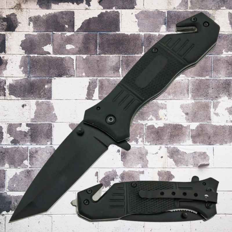 Black Tactical Auto Safety Survival Knife Knives & Knuckles - Tophatter Daily Deals