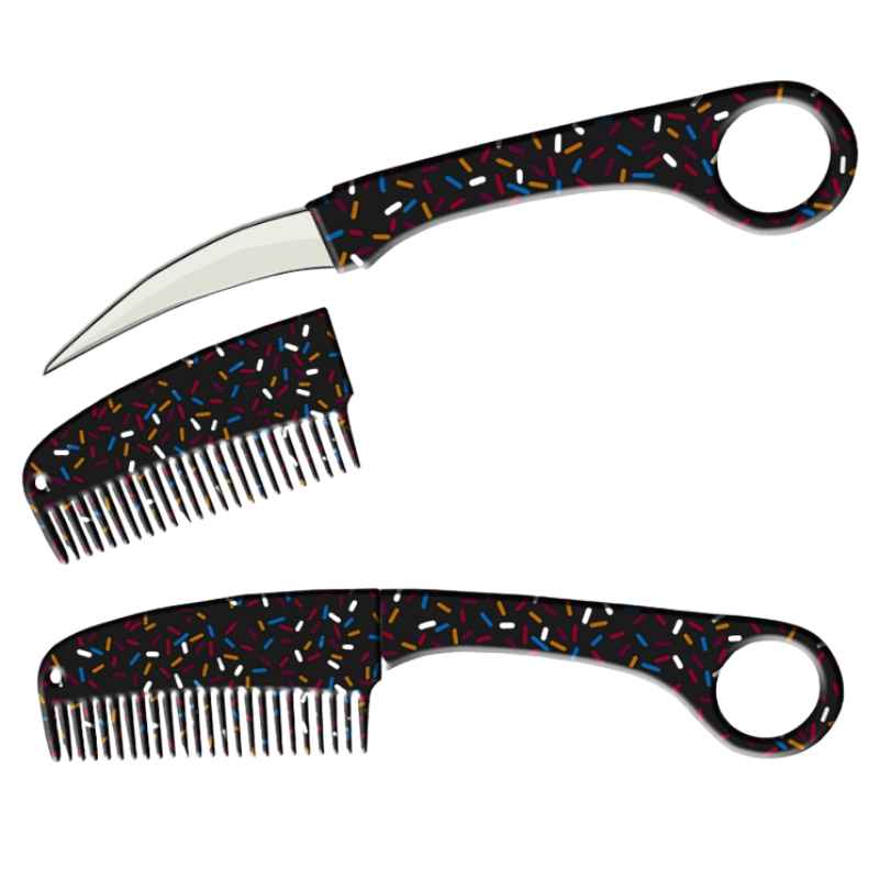 Hidden Blade Self-Defense Comb Knife Black Sprinkles Knives & Knuckles - Tophatter Daily Deals