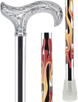 Flame Crystal Elegance Chrome Derby Cane with Invisible Acrylic Shaft Options Obsidian Streak Clear Lucite Walking Canes - Tophatter Daily Deals