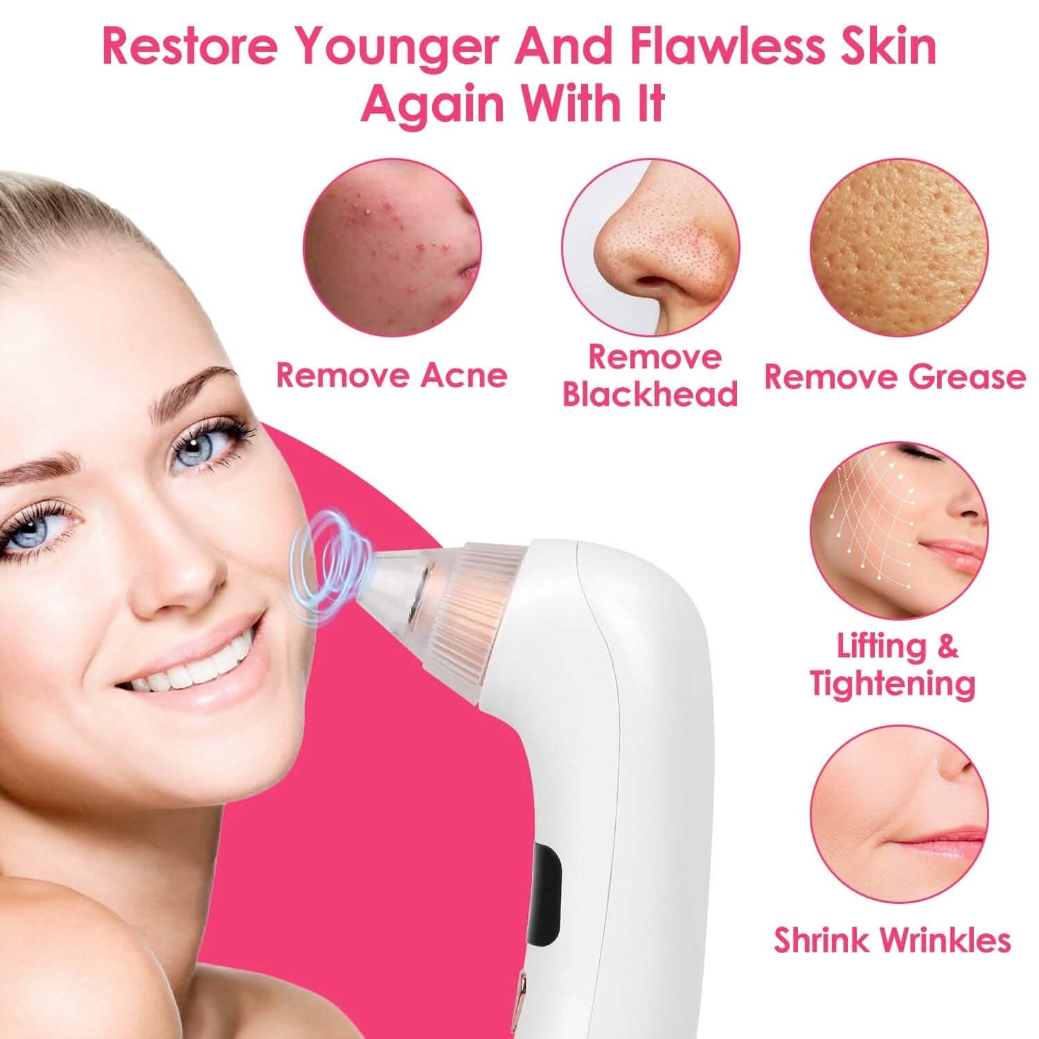 Blackhead Vacuum Remover Electric Blackhead Comedone Extractor Beauty & Personal Care - Tophatter Daily Deals