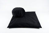 Meditation Cushion Set - 1 Round Zafu Yoga Pillow and 1 Square Roll-Up Zabuton Mat Filled with Eco-Friendly Kapok Black Yoga Product - Tophatter Daily Deals
