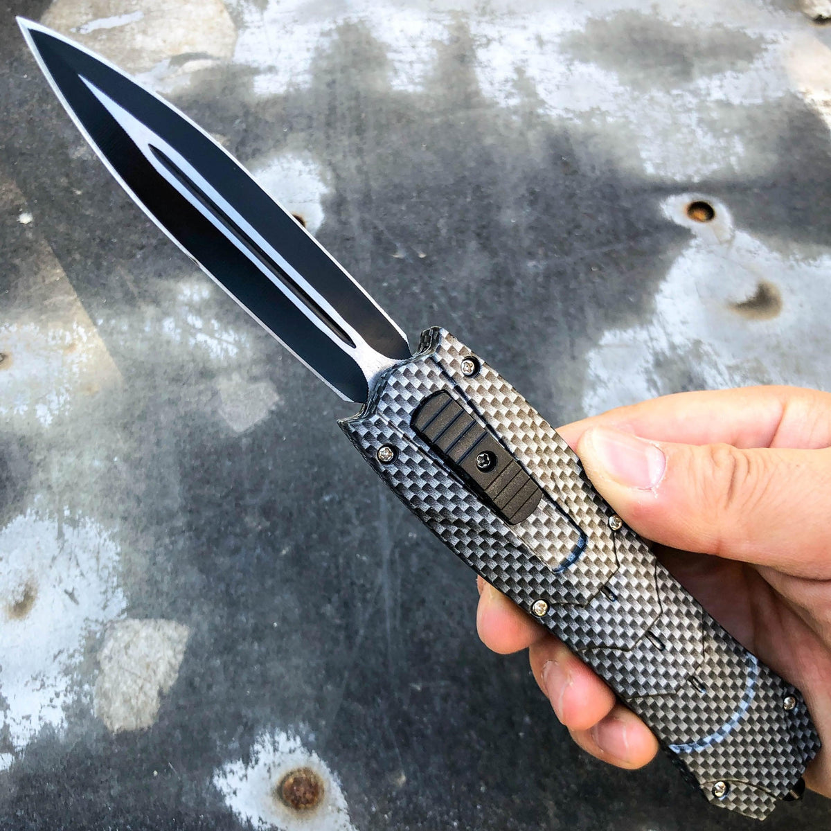 Everyday Carry Combat OTF Knives Carbon Fiber - Tophatter Daily Deals