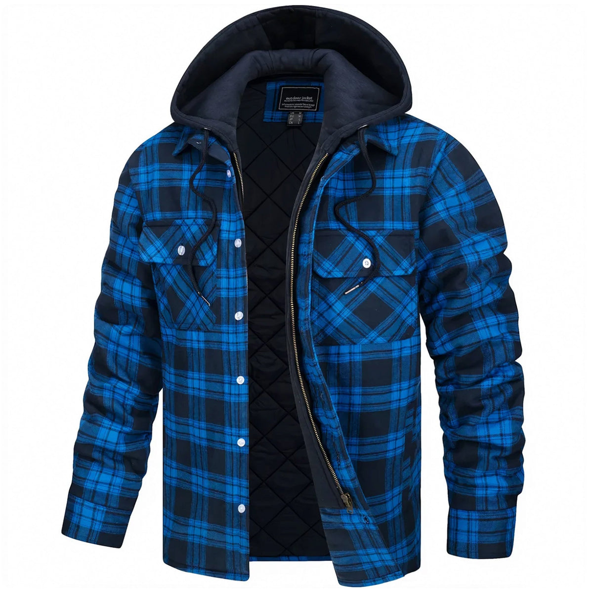 Lightweight Cozy Men's Hooded Jacket - Shirt Style, Fleece Blue - Tophatter Daily Deals