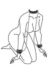 Ouch by Shots Toys - Black & White - Bonded Leather Collar with Hand Cuffs - Black BDSM - Tophatter Daily Deals