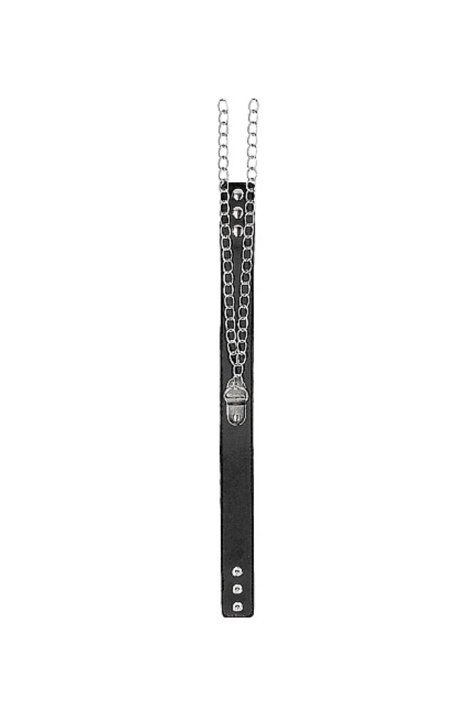 Ouch by Shots Toys - Black & White - Bonded Leather Collar with Hand Cuffs - Black BDSM - Tophatter Daily Deals