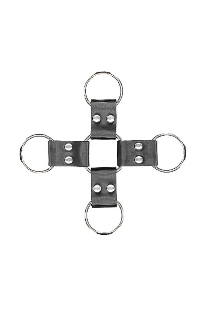 Ouch by Shots Toys - Black & White - Bonded Leather Hogtie with Hand & Ankle Cuffs - Black BDSM - Tophatter Daily Deals