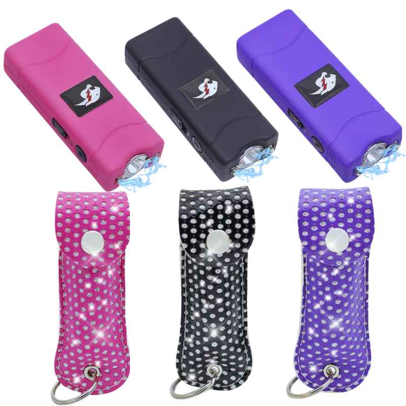 Bling Duo Mini Stun Gun Plus Pepper Spray Keychain Self-Defense Kit Package Deals - Tophatter Daily Deals