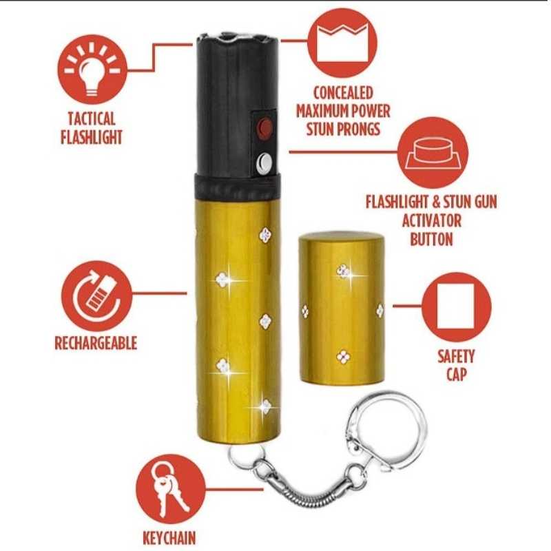 Pucker Power Rhinestone Lipstick Stun Gun Self Defense Keychain Set Package Deals - Tophatter Daily Deals