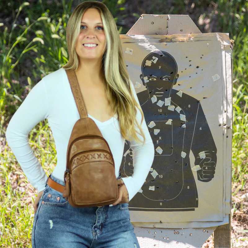 Taylor Leather Conceal Carry Sling Backpack Purse Handgun Purses - Tophatter Daily Deals