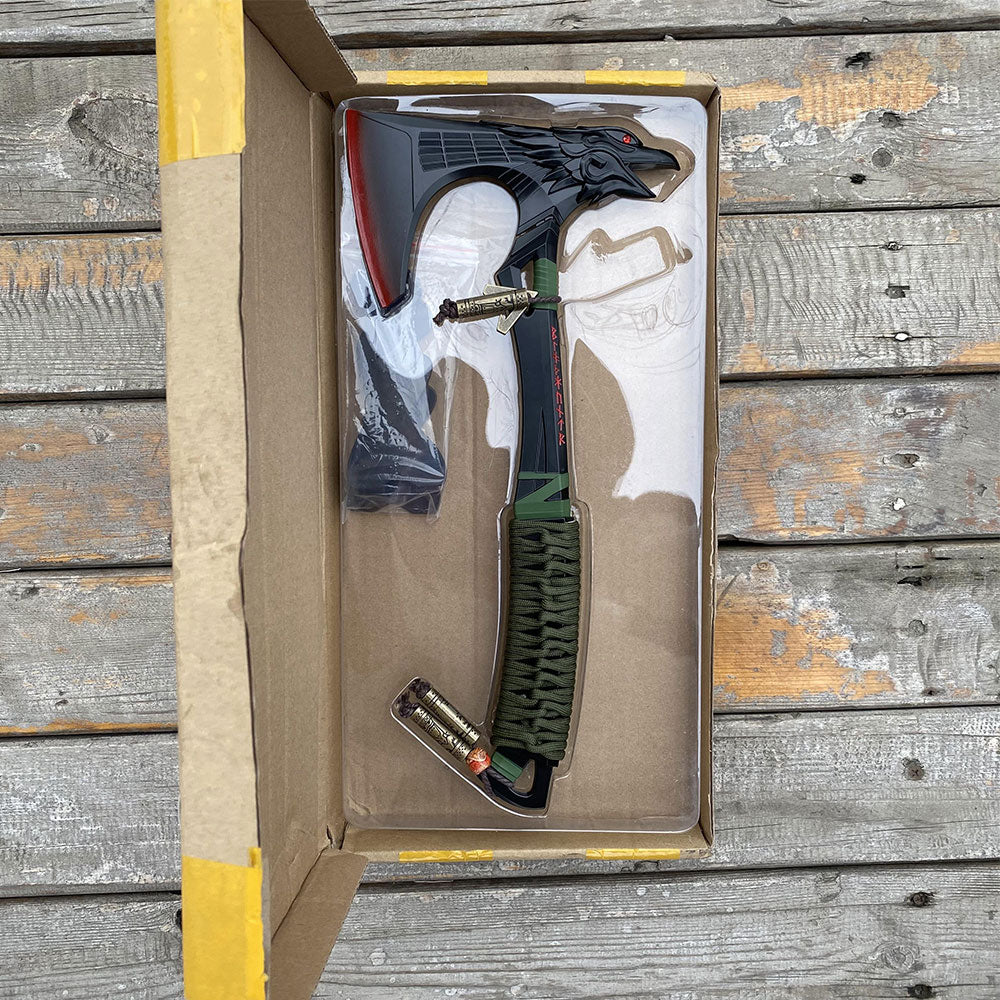 Full-Size New Raven Bite Axe Bloodhound Heirloom 100% Metal With Real Rope Wrapped Handle - Tophatter Daily Deals