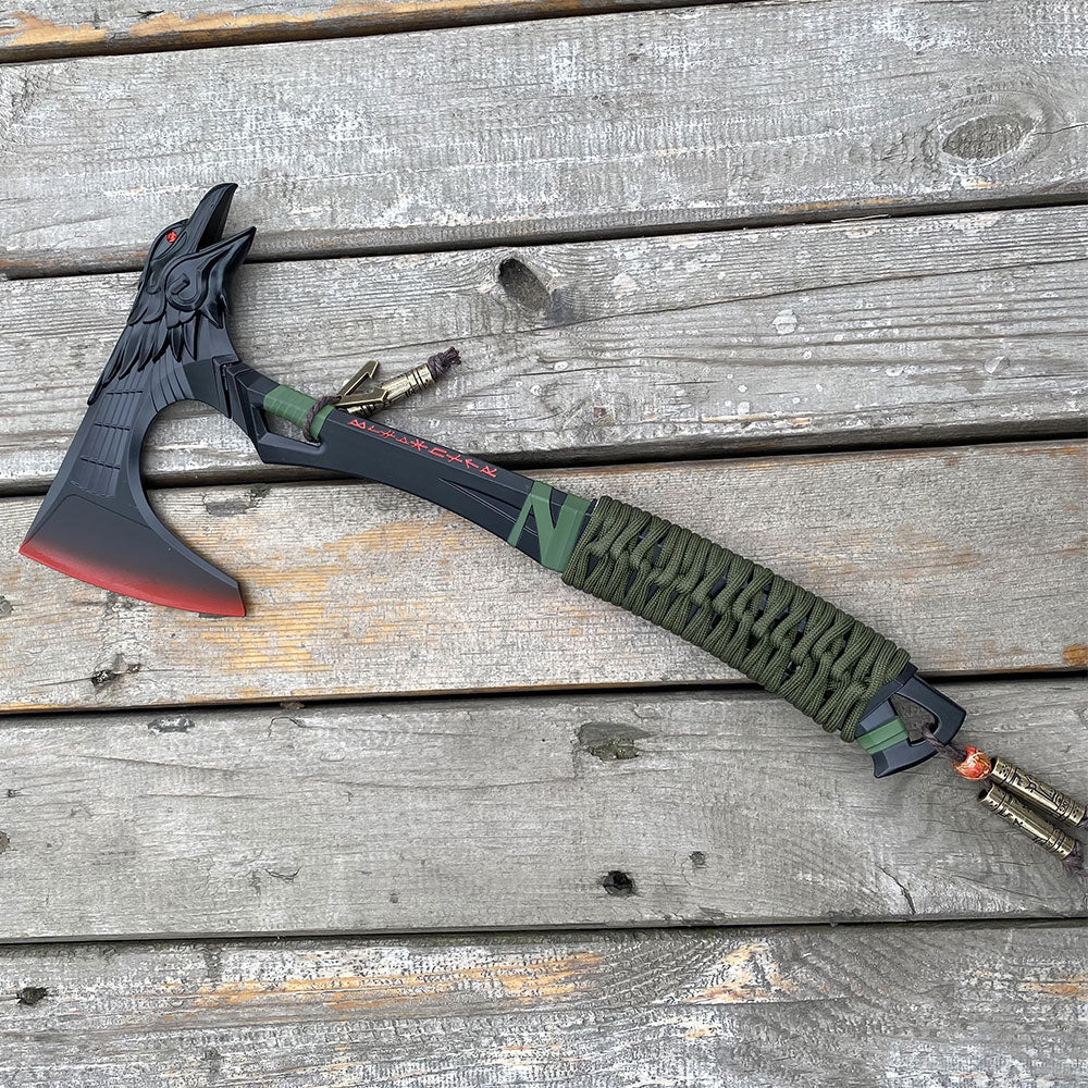 Full-Size New Raven Bite Axe Bloodhound Heirloom 100% Metal With Real Rope Wrapped Handle - Tophatter Daily Deals