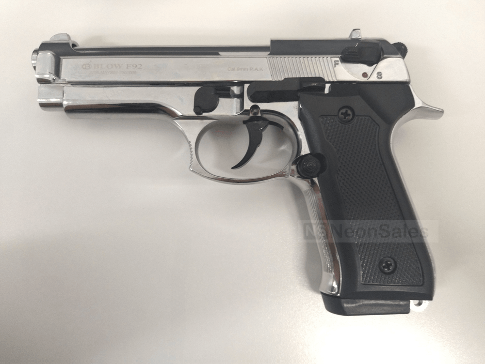 BLOW F92 BLANK GUN - SHINY CHROME - Tophatter's Army Deals BLANK GUNS - Tophatter Daily Deals