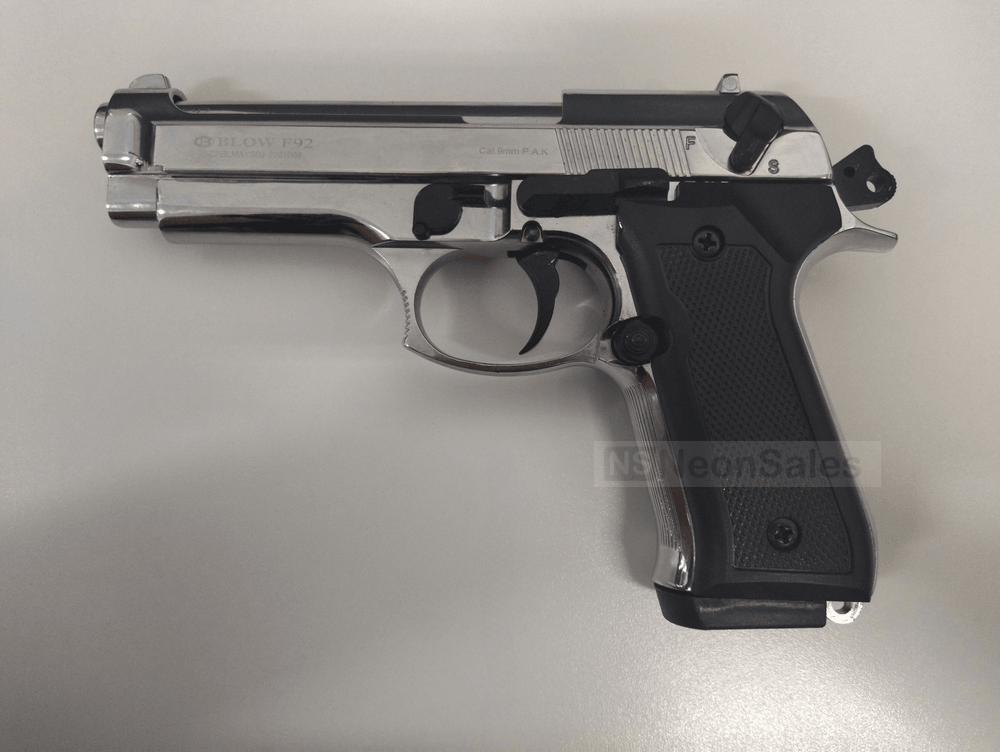 BLOW F92 BLANK GUN - SHINY CHROME - Tophatter's Army Deals BLANK GUNS - Tophatter Daily Deals