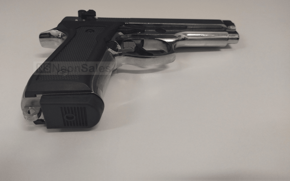 BLOW F92 BLANK GUN - SHINY CHROME - Tophatter's Army Deals BLANK GUNS - Tophatter Daily Deals