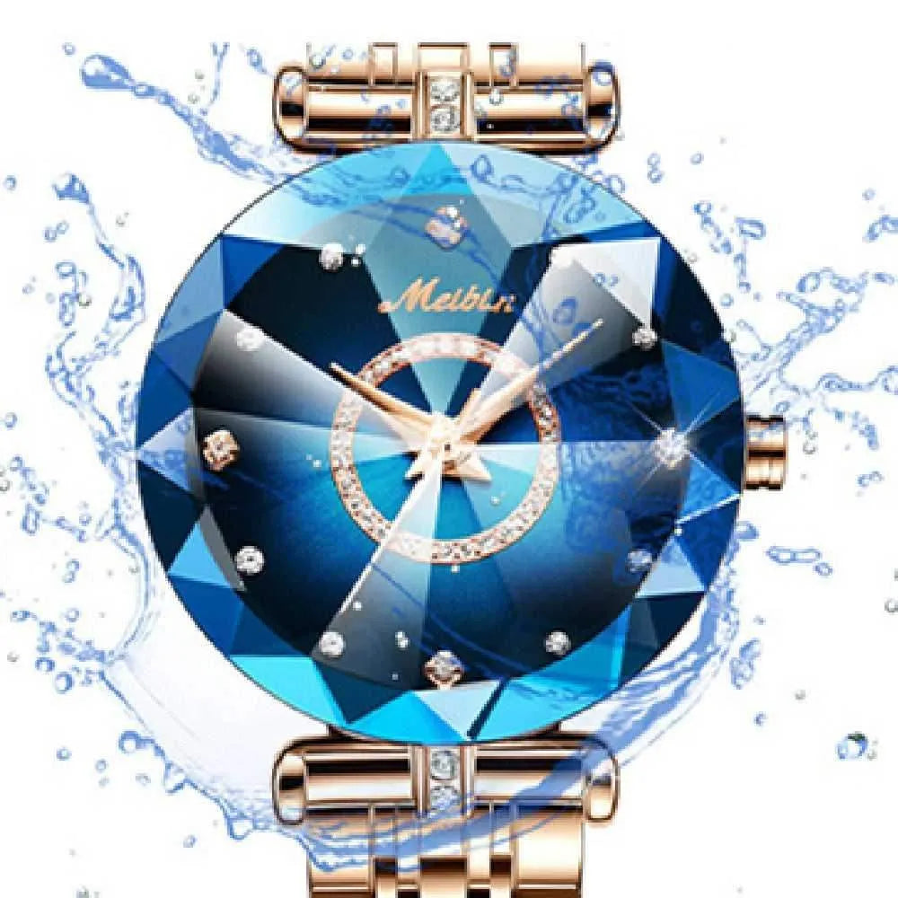 RhineTime™ Blue Flower Diamond Watch Watches - Tophatter Daily Deals